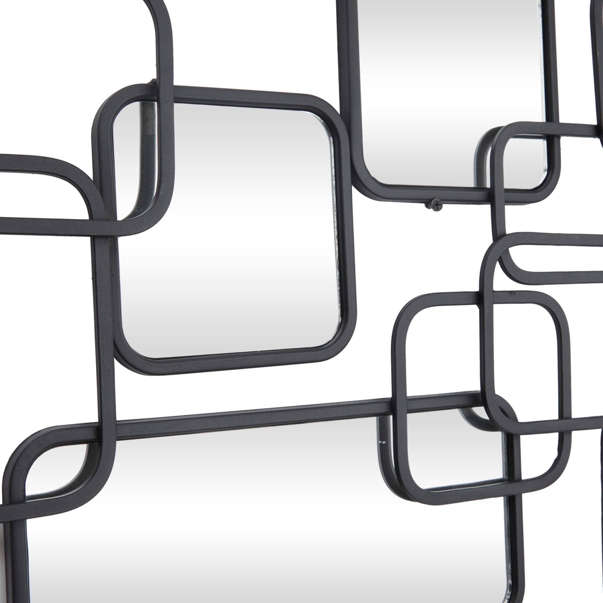 Black Metal Contemporary Abstract Wall Mirror, 46" x 0" x 21"